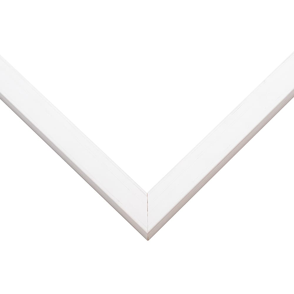 White Wash Wood Picture Frame corner detail showing delicate whitewash finish with subtle wood grain in classic 0.75 inch profile