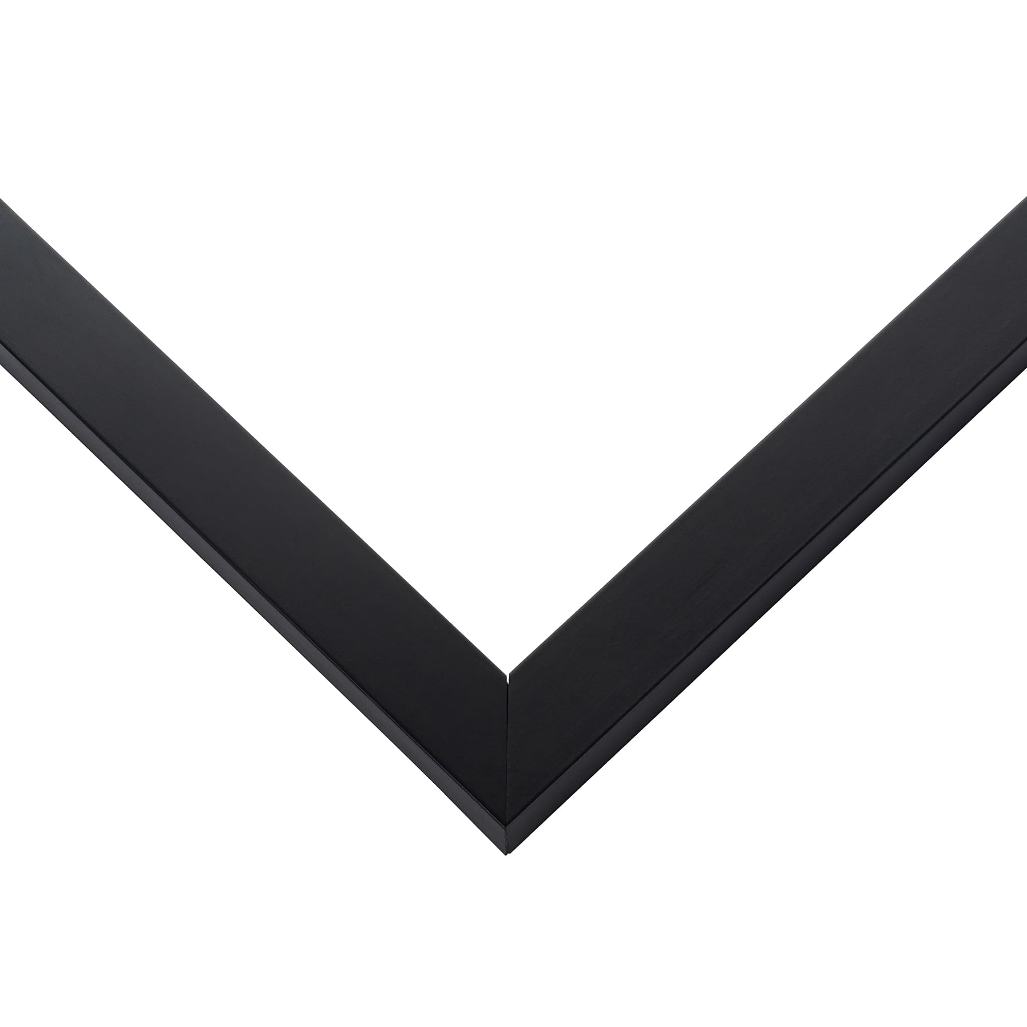 Black Wood picture frame corner detail showing clean minimalist profile with precision mitered joint and sleek matte black finish